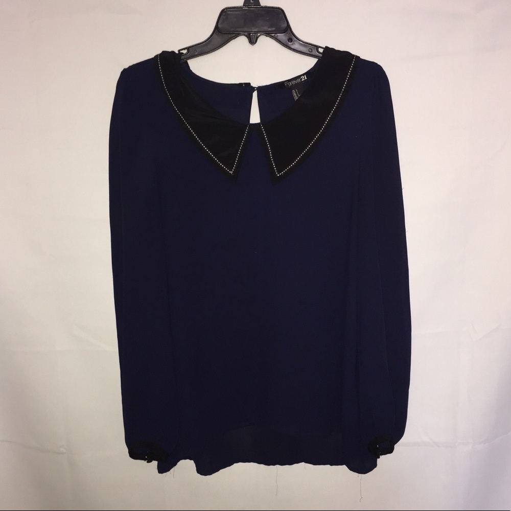Navy Blue Peter Pan Collar Blouse